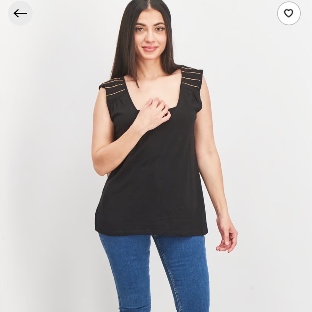 mango casual black shirt with gold beads